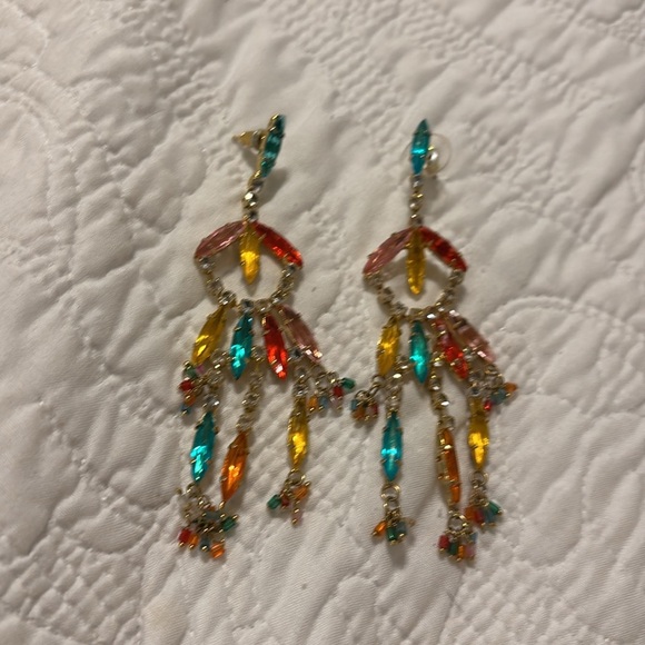 Colorful rhinestone chandelier earrings - Picture 3 of 3